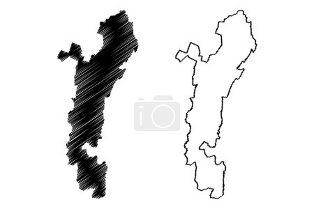 Ilustración de Cuetzala del Progreso municipality (Free and Sovereign State of Guerrero, Mexico, United Mexican States) map vector illustration, scribble sketch map - Imagen libre de derechos