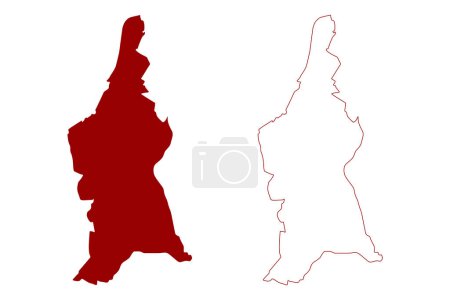 Illustration for London Borough of Lambeth (United Kingdom of Great Britain and Northern Ireland, Ceremonial county and region Greater London, England) map vector illustration, scribble sketch map - Royalty Free Image