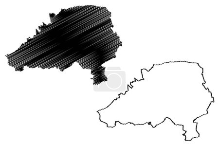 Ilustración de San Miguel de Allende municipality (Free and Sovereign State of Guanajuato, Mexico, United Mexican States) map vector illustration, scribble sketch map - Imagen libre de derechos