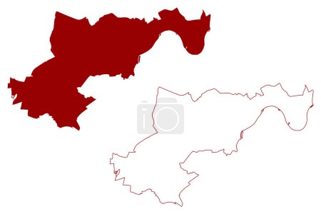 London Borough of Hounslow (United Kingdom of Great Britain and Northern Ireland, Ceremonial county and region Greater London, England) map vector illustration, scribble sketch map