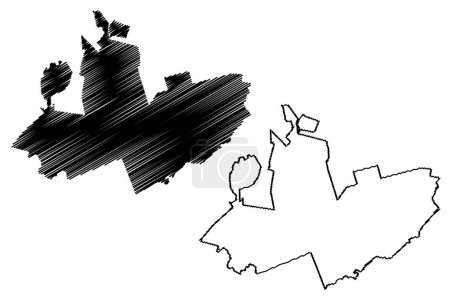 Ilustración de Coronado municipality (Free and Sovereign State of Chihuahua, Mexico, United Mexican States) map vector illustration, scribble sketch Coronado map - Imagen libre de derechos