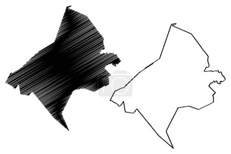 Ilustración de Santa Barbara municipality (Free and Sovereign State of Chihuahua, Mexico, United Mexican States) map vector illustration, scribble sketch map - Imagen libre de derechos
