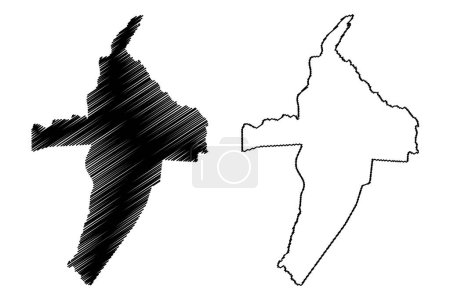 Illustration for Bom Jesus da Lapa municipality (Bahia state, Municipalities of Brazil, Federative Republic of Brazil) map vector illustration, scribble sketch map - Royalty Free Image