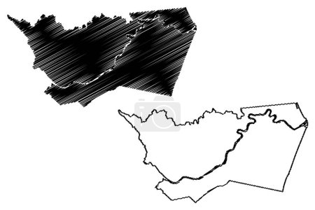 Ilustración de Belmonte municipality (Bahia state, Municipalities of Brazil, Federative Republic of Brazil) mapa vector illustration, scribble sketch Belmonte map - Imagen libre de derechos