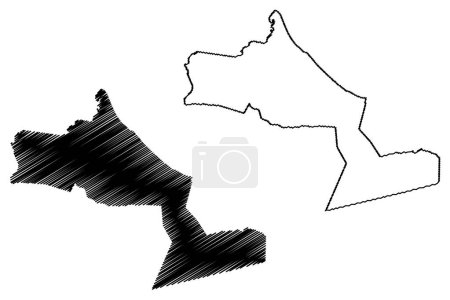 Illustration for Aracati municipality (Ceara state, Municipalities of Brazil, Federative Republic of Brazil) map vector illustration, scribble sketch Aracati map - Royalty Free Image