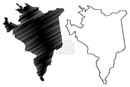 Illustration for Aratuba municipality (Ceara state, Municipalities of Brazil, Federative Republic of Brazil) map vector illustration, scribble sketch Aratuba map - Royalty Free Image