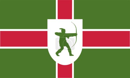 Illustration for Flag of Nottinghamshire or Notts Ceremonial county (England, United Kingdom of Great Britain and Northern Ireland, uk) - Royalty Free Image