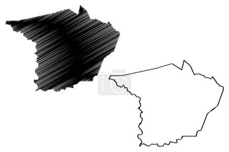 Illustration for Crateus municipality (Ceara state, Municipalities of Brazil, Federative Republic of Brazil) map vector illustration, scribble sketch Crateus map - Royalty Free Image