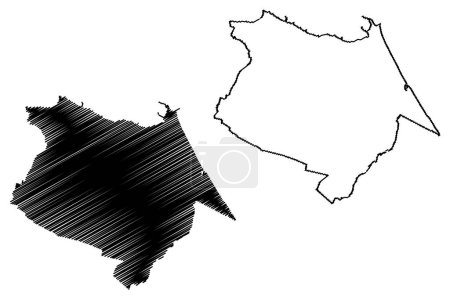 Ilustración de Fortaleza municipality (Ceara state, Municipalities of Brazil, Federative Republic of Brazil) mapa vector illustration, scribble sketch Fortaleza map - Imagen libre de derechos