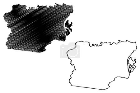 Illustration for Fortim municipality (Ceara state, Municipalities of Brazil, Federative Republic of Brazil) map vector illustration, scribble sketch Fortim map - Royalty Free Image