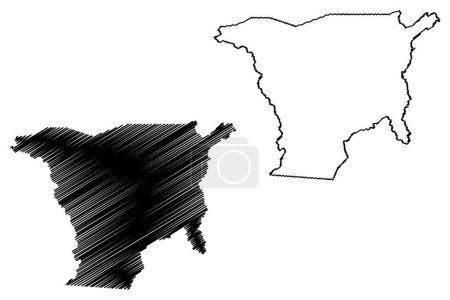 Illustration for Madalena municipality (Ceara state, Municipalities of Brazil, Federative Republic of Brazil) map vector illustration, scribble sketch Madalena map - Royalty Free Image