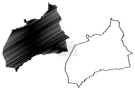 Illustration for Lavras da Mangabeira municipality (Ceara state, Municipalities of Brazil, Federative Republic of Brazil) map vector illustration, scribble sketch Lavras da Mangabeira map - Royalty Free Image