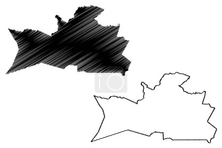 Illustration for Moraujo municipality (Ceara state, Municipalities of Brazil, Federative Republic of Brazil) map vector illustration, scribble sketch Morajo map - Royalty Free Image