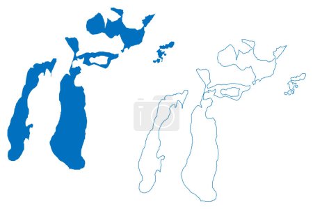 Ilustración de Lake Aral Sea (Republic of Kazakhstan, Republic of Uzbekistan) map vector illustration, scribble sketch North and South Aral Sea map - Imagen libre de derechos