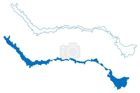 Ilustración de Lake Pangong Tso (People's Republic of China, Republic of India) map vector illustration, scribble sketch Tsomo Nganglha Ringpo, Tso Nyak, Rum Tso map - Imagen libre de derechos