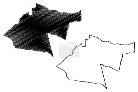 Illustration for Pindoretama municipality (Ceara state, Municipalities of Brazil, Federative Republic of Brazil) map vector illustration, scribble sketch Pindoretama map - Royalty Free Image