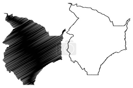 Illustration for Poranga municipality (Ceara state, Municipalities of Brazil, Federative Republic of Brazil) map vector illustration, scribble sketch Poranga map - Royalty Free Image