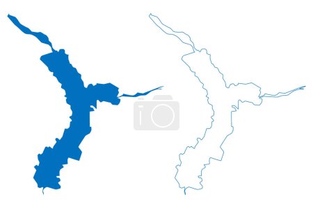 Ilustración de Lake Shey phoksundo (Federal Democratic Republic of Nepal) map vector illustration, scribble sketch Phoksundo Lake map - Imagen libre de derechos