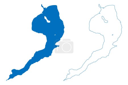 Illustration for Lake Small Prespa (Albania, Greece, Hellenic Republic) map vector illustration, scribble sketch Little or Malo Prespansko Ezero map - Royalty Free Image