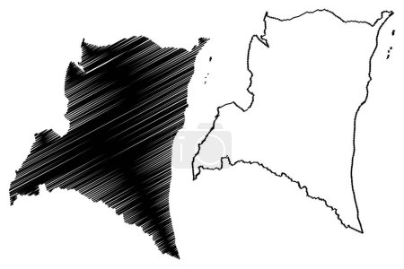 Ilustración de Prado municipality (Bahia state, Municipalities of Brazil, Federative Republic of Brazil) mapa vector illustration, scribble sketch Prado map - Imagen libre de derechos