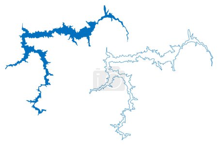 Illustration for Lake El Cajon Dam (Republic of Honduras, central america) map vector illustration, scribble sketch El Cajon or Central Hidroelectrica Francisco Morazan reservoir map - Royalty Free Image