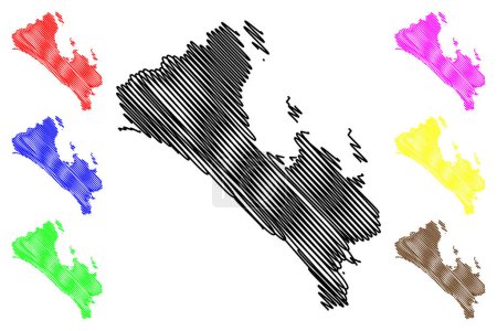 Ilustración de Municipio La Paz (Estado Libre y Soberano de Baja California Sur, México, Estados Unidos Mexicanos) mapa vector ilustración, boceto La Paz mapa - Imagen libre de derechos