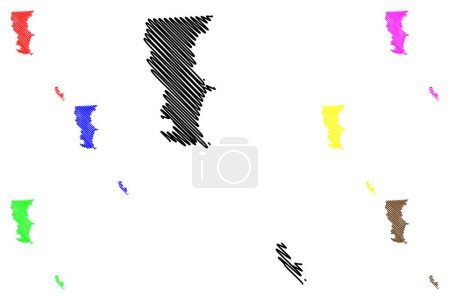 Ilustración de Mexicali municipality (Free and Sovereign State of Baja California, México, United Mexican States) mapa vector illustration, scribble sketch Mexicali map - Imagen libre de derechos