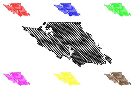 Ilustración de Mulege municipality (Free and Sovereign State of Baja California Sur, México, United Mexican States) mapa vector illustration, scribble sketch map - Imagen libre de derechos