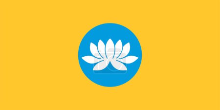 Ilustración de Flag of Republic of Kalmykia (Russian Federation, Russia) Yellow field with a sky blue circle in the center containing a lotus - Imagen libre de derechos
