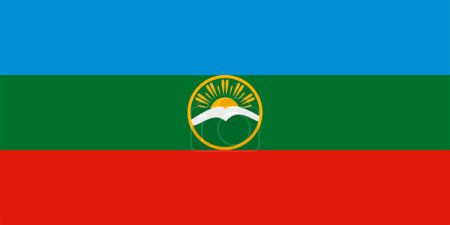 Illustration for Flag of Karachay-Cherkess Republic (Russian Federation, Russia) Karachay Cherkessia tricolour - Royalty Free Image