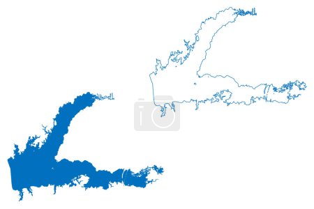 Lago Grenada embalse (Estados Unidos de América, América del Norte, nosotros, EE.UU., Mississippi) mapa vector ilustración, garabato bosquejo Grenada Presa mapa