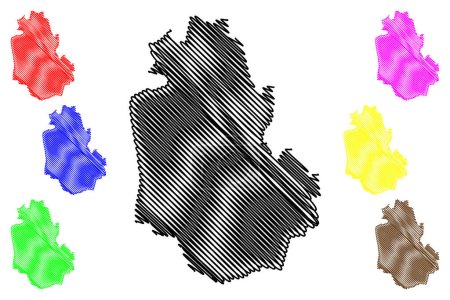 Ilustración de Jaral del Progreso municipality (Free and Sovereign State of Guanajuato, Mexico, United Mexican States) map vector illustration, scribble sketch map - Imagen libre de derechos