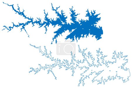Illustration for Lake Murray Reservoir (United States of America, North America, us, usa, South Carolina) map vector illustration, scribble sketch Saluda Dam map - Royalty Free Image