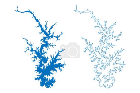Illustration for Lake Norman Reservoir (United States of America, North America, us, usa, North Carolina) map vector illustration, scribble sketch Cowans Ford Dam map - Royalty Free Image