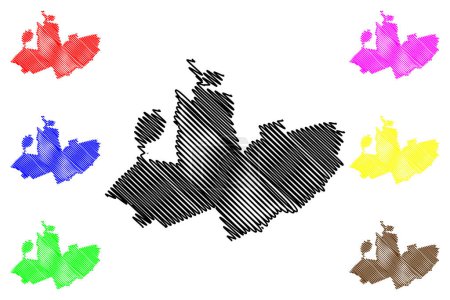 Ilustración de Coronado municipality (Free and Sovereign State of Chihuahua, Mexico, United Mexican States) map vector illustration, scribble sketch Coronado map - Imagen libre de derechos