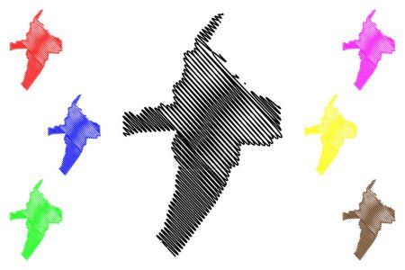 Illustration for Bom Jesus da Lapa municipality (Bahia state, Municipalities of Brazil, Federative Republic of Brazil) map vector illustration, scribble sketch map - Royalty Free Image