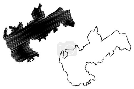 Illustration for North Hertfordshire Non-metropolitan district (United Kingdom of Great Britain and Northern Ireland, ceremonial county Hertfordshire or Herts, England) map vector illustration, scribble sketch map - Royalty Free Image
