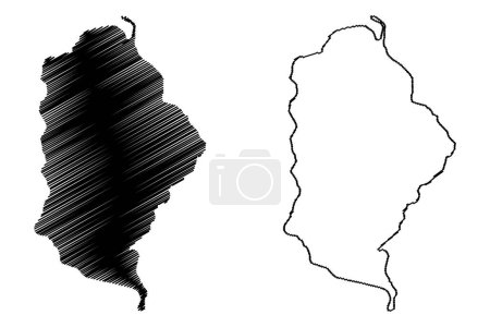 Illustration for Lake Malombe (Africa, Republic of Malawi) map vector illustration, scribble sketch map - Royalty Free Image