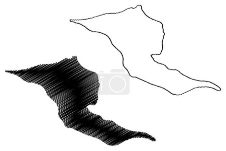 Téléchargez les illustrations : Lake Suraj Tal (Republic of India) map vector illustration, scribble sketch Tso Kamtsi or Surya Tal map - en licence libre de droit