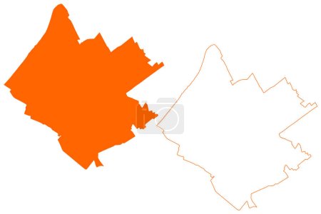 Illustration for Westland municipality (Kingdom of the Netherlands, Holland, South Holland or Zuid-Holland province) map vector illustration, scribble sketch map - Royalty Free Image