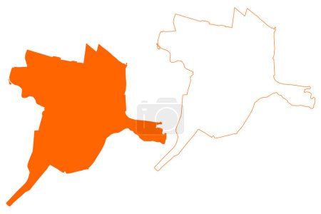 Téléchargez les illustrations : Amersfoort ville et municipalité (Royaume des Pays-Bas, Hollande, province d'Utrecht) illustration vectorielle de la carte, croquis croquis croquis carte - en licence libre de droit