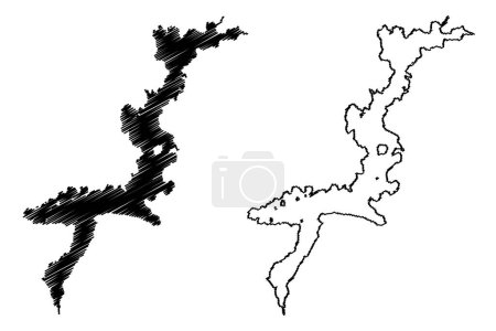 Illustration for Lake Lough Derg (Republic of Ireland) map vector illustration, scribble sketch Lough Dergart or Loch Deirgeirt map - Royalty Free Image
