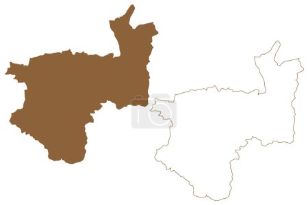 Ilustración de Kufstein district (Republic of Austria or osterreich, Tyrol or Tirol state) mapa vector illustration, scribble sketch Bezirk Kufstein mapa - Imagen libre de derechos