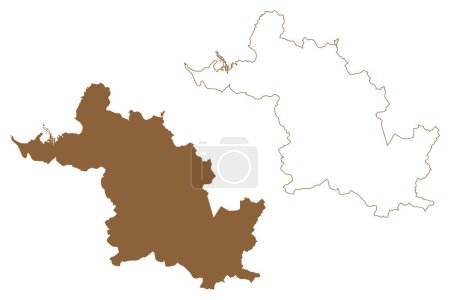 Téléchargez les illustrations : District de Bregenz (République d'Autriche ou état d'Osterreich, Vorarlberg ou Vorarlbearg) illustration vectorielle de la carte, croquis croquis Bezirk Bregenz carte - en licence libre de droit