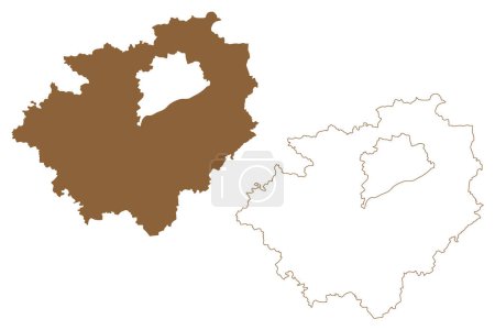Ilustración de Wels-Land district (Republic of Austria or osterreich, Upper Austria or Oberosterreich state) map vector illustration, scribble sketch Bezirk Wels Land map - Imagen libre de derechos