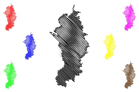 Ilustración de Derbyshire Dales district (Reino Unido de Gran Bretaña e Irlanda del Norte, condado ceremonial Derbyshire, Inglaterra) mapa vector illustration, scribble sketch West Derbyshire mapa - Imagen libre de derechos