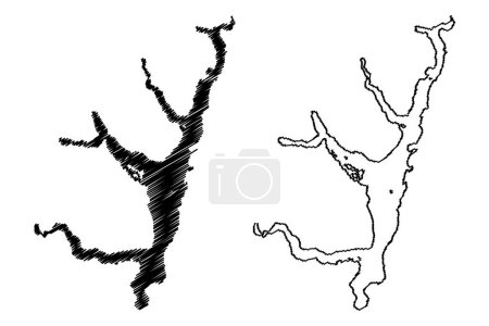 Illustration for Lake Te Anau (New Zealand, Oceania, South Island) map vector illustration, scribble sketch Whakatipu map - Royalty Free Image
