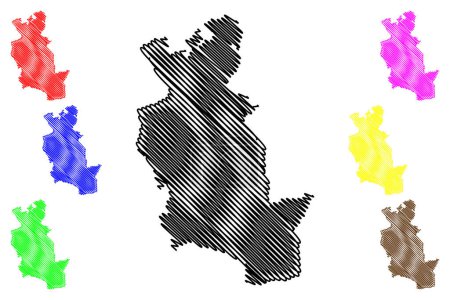 Ilustración de Welwyn Hatfield Non-metropolitan district, borough (Reino Unido de Gran Bretaña e Irlanda del Norte, condado ceremonial Hertfordshire or Herts, Inglaterra) map vector, scribble sketch map - Imagen libre de derechos