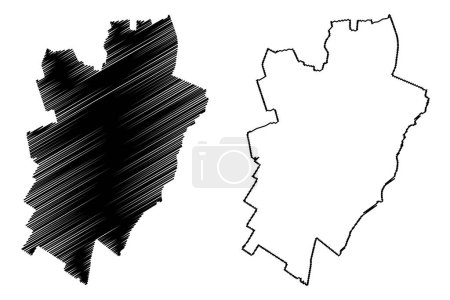 Téléchargez les illustrations : Assen Ville et Municipalité (Royaume des Pays-Bas, Hollande, Province de Drenthe) illustration vectorielle de la carte, croquis croquis Assen carte - en licence libre de droit
