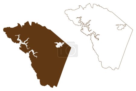 Ilustración de Shire of Mansfield (Commonwealth of Australia, Victoria state, Vic) mapa vector ilustración, garabato boceto Mansfield Shire Council map - Imagen libre de derechos